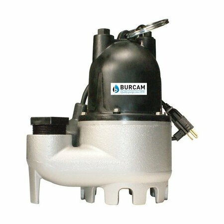 BUR CAM PUMPS Burcam Sump Pump, 7 A, 115 V, 0.33 hp, 1-1/2 in Outlet, 18 ft Max Head, 225 gph, Iron 300608Z